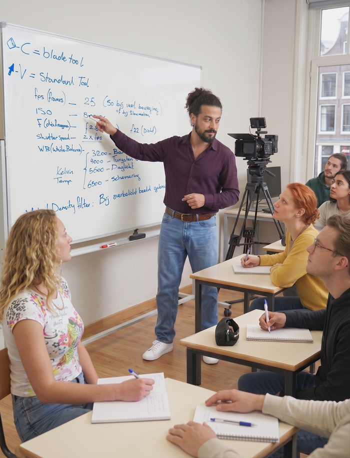 Mani Nickpour teaching a filmmaking workshop